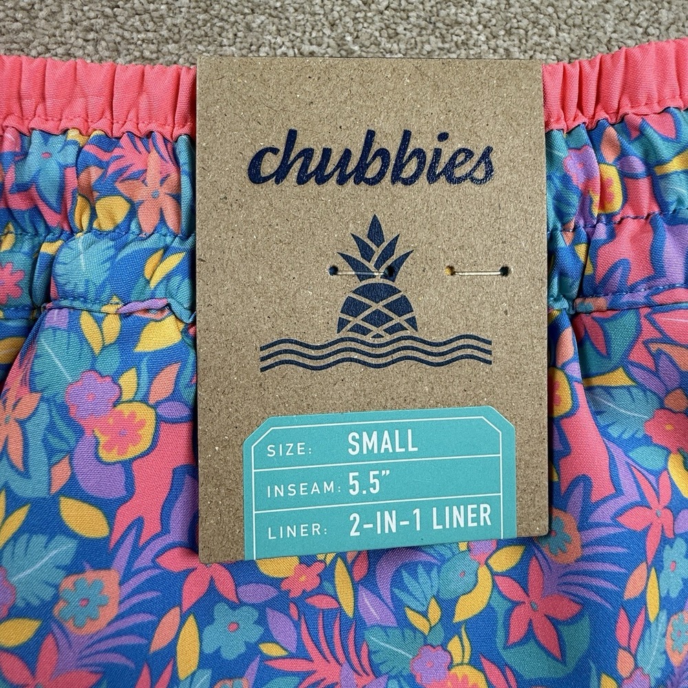 Chubbies "The Spades" Swim Trunks Shorts 5.5" Men's Small Pink Blue 2 in 1 Liner - Picture 4 of 8